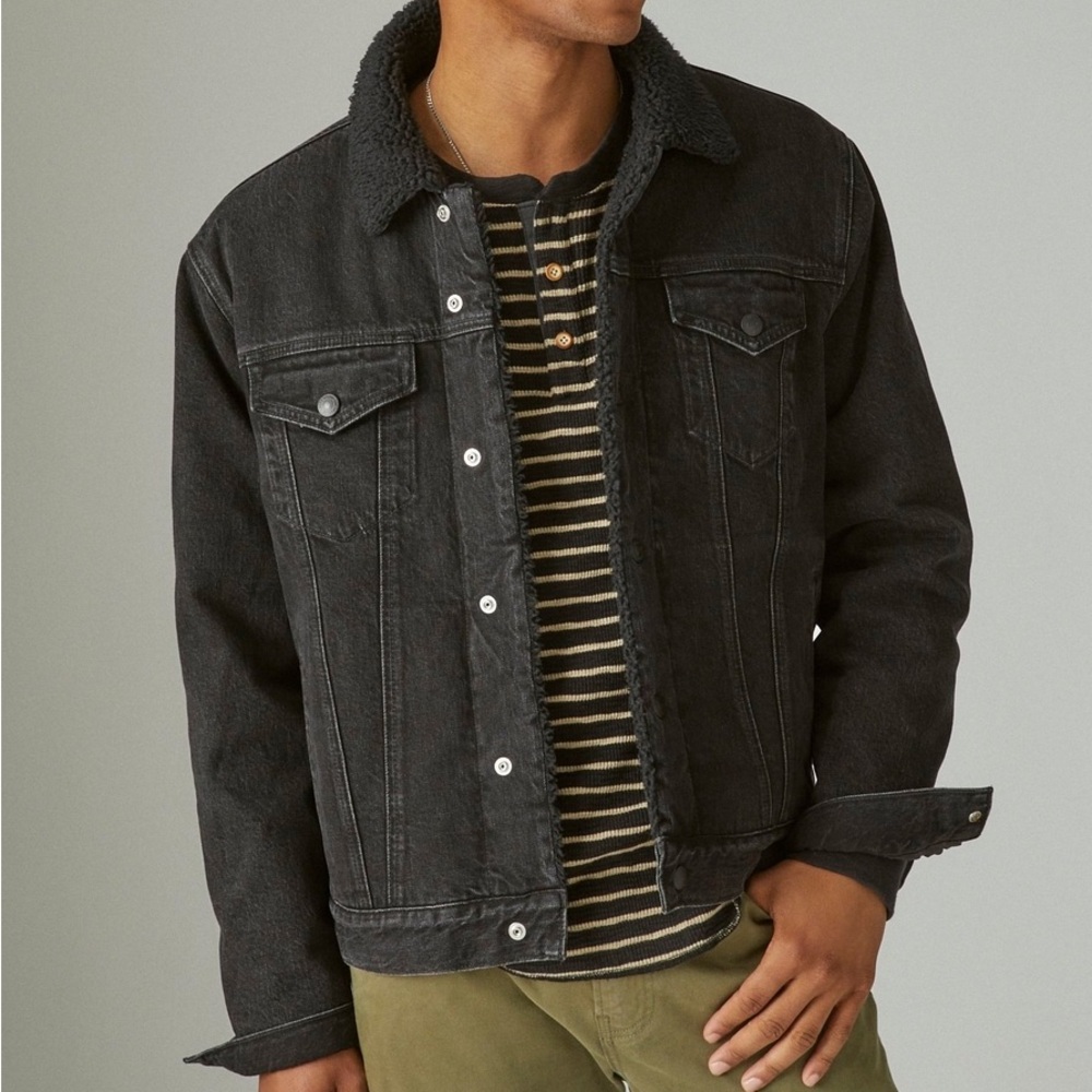 Black denim Sherpa lined jacket